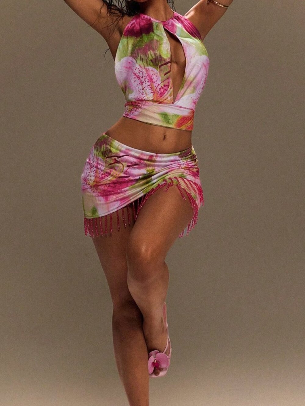 Multicolor Boho Women's Sexy Y2k Festival Beach Floral Print Top - Picture 7 of 7